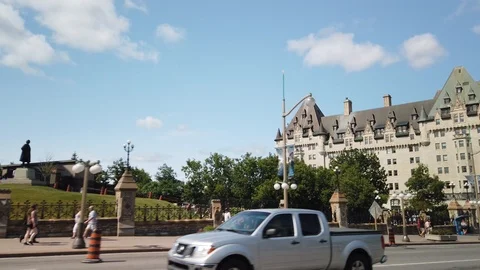 Smooth and steady slow motion driving shot in downtown Ottawa Stock Footage 119655819