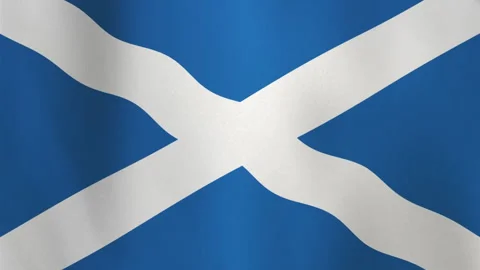 Smooth Animated Wavy Flag of Scotland Loop Background in Blue and White Tones Stock Footage 307481985
