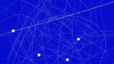 Smooth animation in 4K format of white spheres, intricate lines like molecules. Video stock 332302875