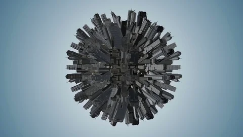 Smooth animation of globe rotating with abstract city. Blue tint. Seamless loop. Stock Footage 84623683