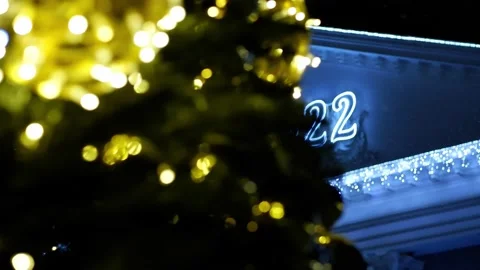 The smooth appearance of large luminous numbers for the coming new year 2022. Stock Footage 167375509