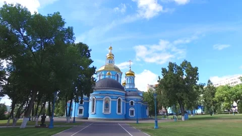 A smooth approach to the church. Smooth plan. Lovely church. Stock Footage 142442076