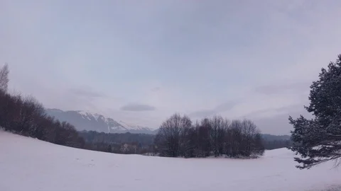 Smooth Backward Aerial Drone Shot of a Winter Landscape Stock Footage 86531437