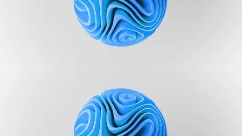 Smooth Blue 3D Balls with a Rippled Texture Looping on a Grey Background. Stock Footage 315212357