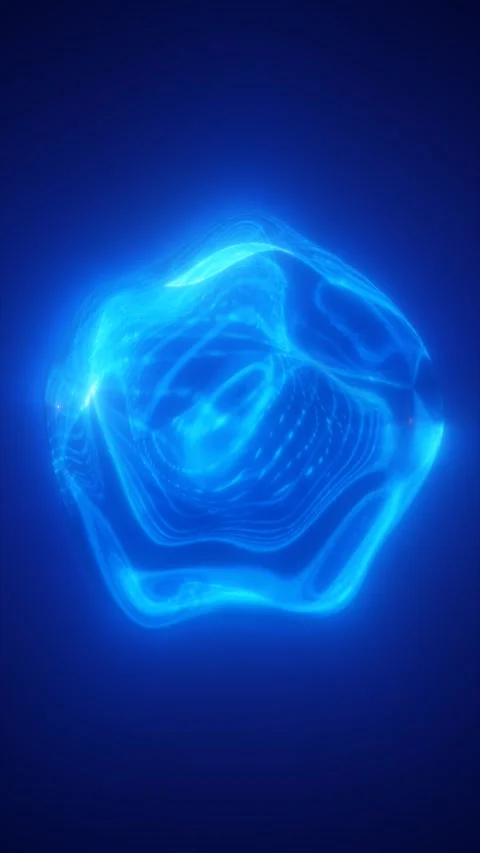 Smooth blue abstract liquid blob with glowing contours and soft refraction,.. Stock Footage 330108095