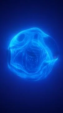 Smooth blue abstract liquid blob with glowing contours and soft refraction,.. Stock Illustration