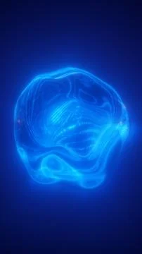 Smooth blue abstract liquid blob with glowing contours and soft refraction,.. Stock Illustration