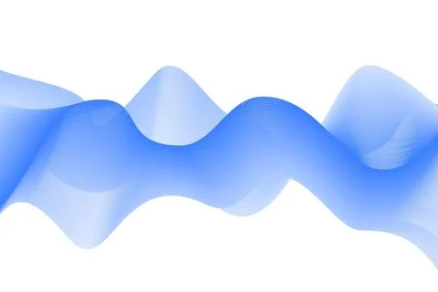 Smooth blue abstract wave in dynamic flowing style isolated on white or Stock Illustration