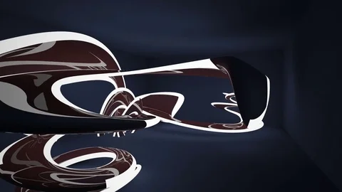 Smooth blue and brown interior. 3D animation and rendering.  Видео 85459685