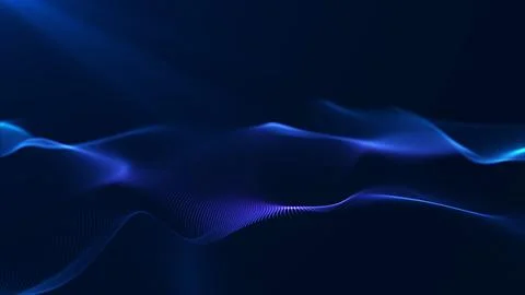 Smooth blue digital waves forming abstract flowing landscape with soft glow.. Stock Illustration