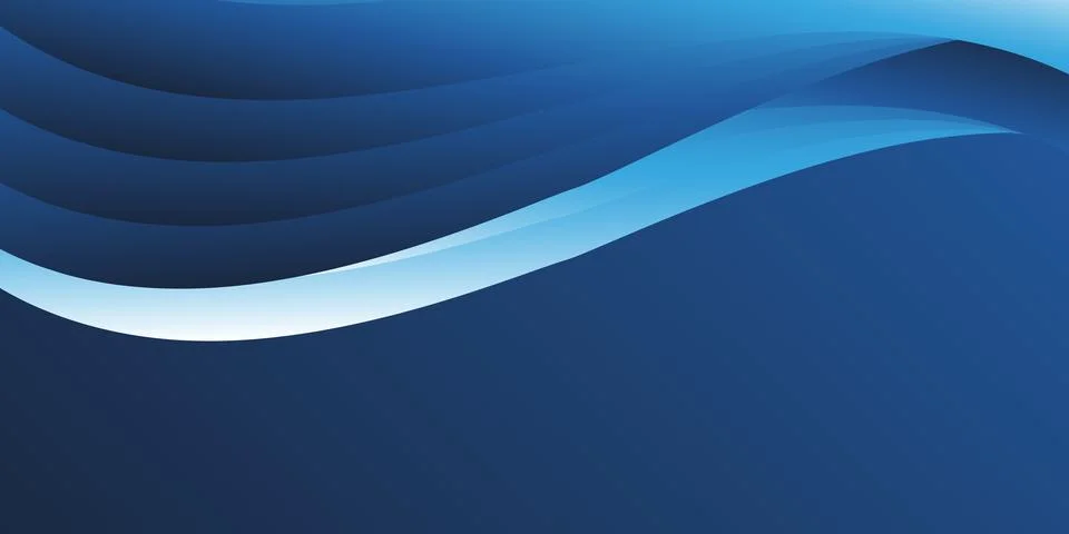 A smooth blue gradient background with elegant wave-like patterns in light .. Illustrazione stock