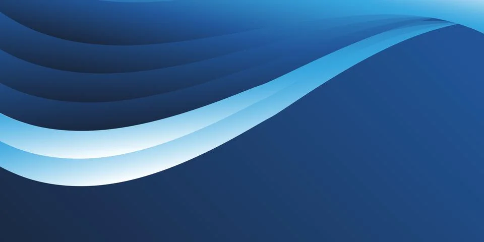A smooth blue gradient background with elegant wave-like patterns in light .. Illustrazione stock