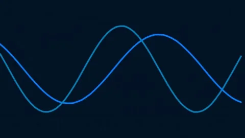 Smooth blue sine wave graphic: Abstract digital oscillation pattern over da.. Stock Footage 341058630