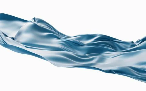 Smooth blue wave cloth background, 3d rendering. Stock Illustration
