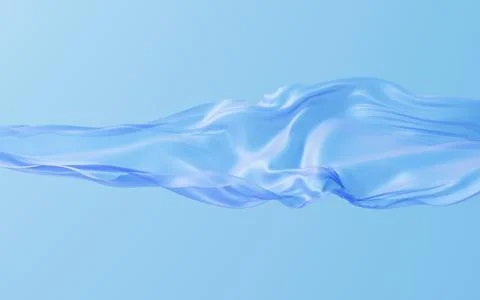 Smooth blue wave cloth background, 3d rendering. Stock Illustration