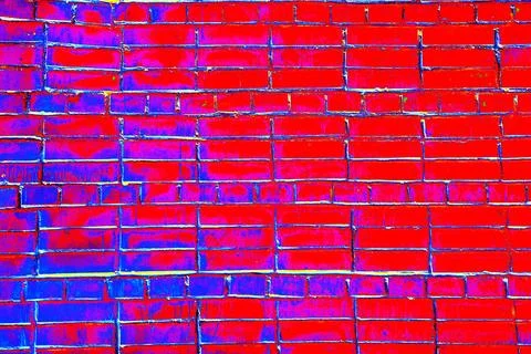 Smooth bricks, smooth brickwork. Changed color scheme. Colorful background. Stock Photos