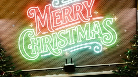 Smooth Camera Drift Past Christmas Neon Sign, 4K Vidéo 347362516