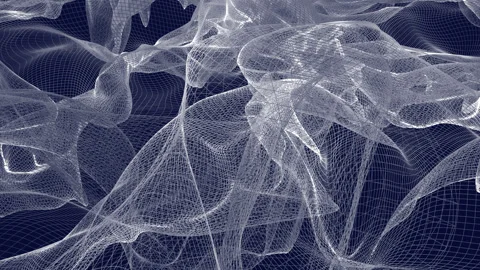 Smooth camera movement among the wriggling abstract mesh Stock Footage 149200709