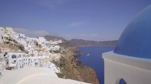 Smooth camera movement from catholic dome to city view Stock Footage 102273835