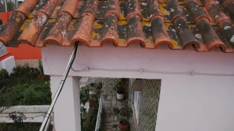 Smooth Camera movement goin through the roof of a old house Stock Footage 108099043