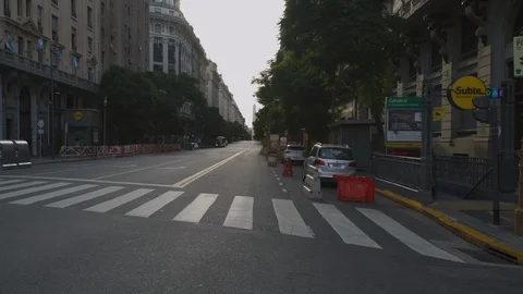 Smooth camera movement on main street no people from Buenos Aires 4K Stock Footage 128553335