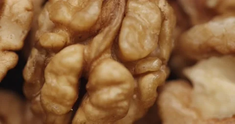 Smooth Camera Movement Over a Handful Walnuts. Stock Footage 142836706