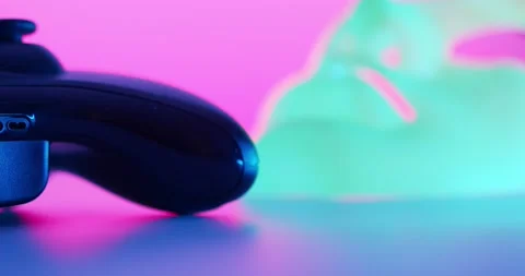 Smooth Camera Movement through Gaming Accessories and Carnival Masks. Stock Footage 150749928