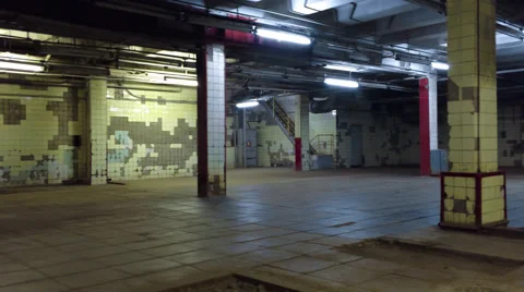 Smooth camera steady shot around old industrial house basement Stock Footage 62690519