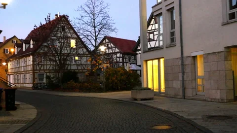 Smooth camera steady slide shot around old Metzingen town Germany Stock Footage 140302154