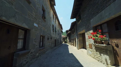 Smooth camera steady wide agle shot along narrow street in the old europe Stock Footage 65968641