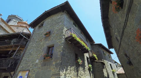 Smooth camera steady wide agle shot along narrow street in the old europe Stock Footage 65968847