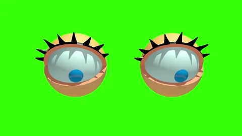 Smooth cartoon animation in 4K format with wide-open blue eyes. Video stock 332302880