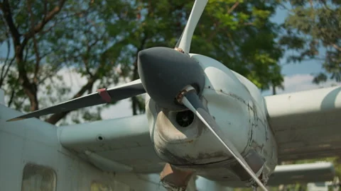 A smooth cinematic camera movement revealing the details of a vintage white m Stock Footage 328487100