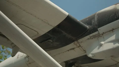 A smooth cinematic camera movement revealing the details of a vintage militar Stock Footage 328487332