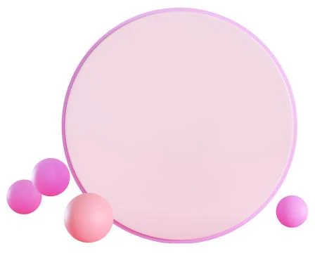 A smooth circle in the center with several colorful spheres grouped near it.. 库存插图