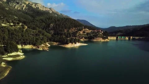 Smooth climb of the drone over the lake Stock Footage 239558301