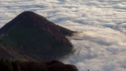 Smooth Clouds wave over Autumn Mountains, Timelapse Stock Footage 316766927