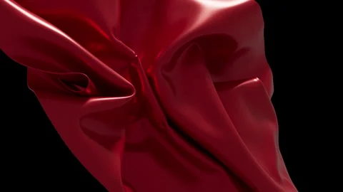 Smooth crimson satin material waves gently against dark empty space Stock Footage 341414326