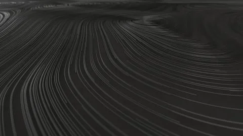 Smooth curles from black strings on black background Stock Illustration