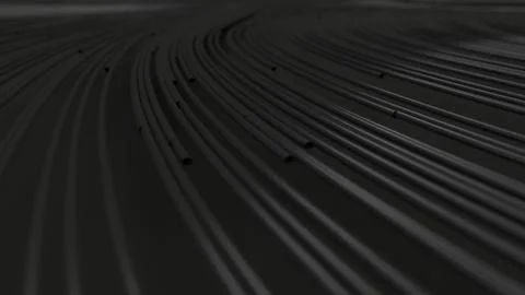 Smooth curles from black strings on black background Stock Illustration