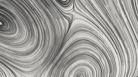 Smooth curles from black strings on white background Illustrazione stock