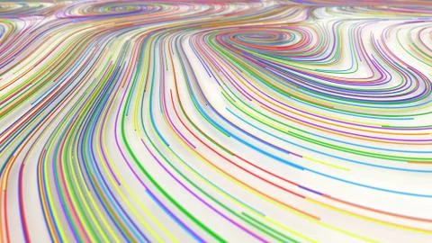 Smooth curles from colorful strings on white background Stock Illustration