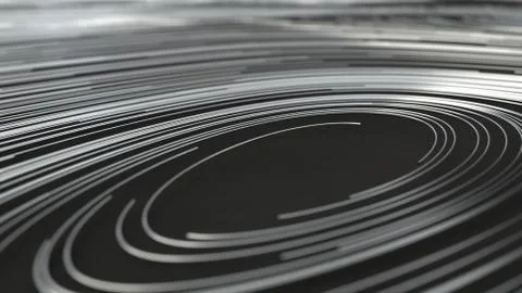Smooth curles from metal strings on black background Stock Illustration