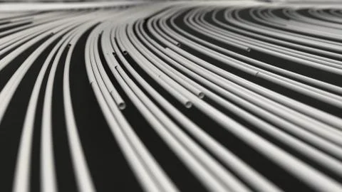 Smooth curles from white strings on black background Stock Illustration