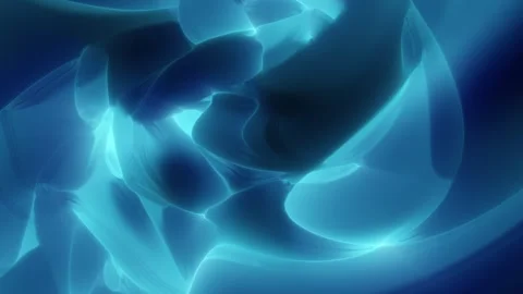 Smooth cyan blue abstract background with translucent glowing fluid shapes Stock Footage 336741387