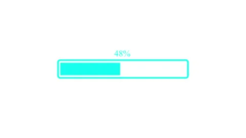Smooth cyan loading bar animation progressing, Loading bar 0% to 100%, on w.. Vídeo Stock 329480085