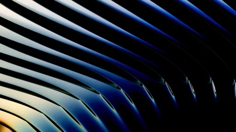 Smooth dark blue metallic ribbons layered horizontally Stock Footage 338097026
