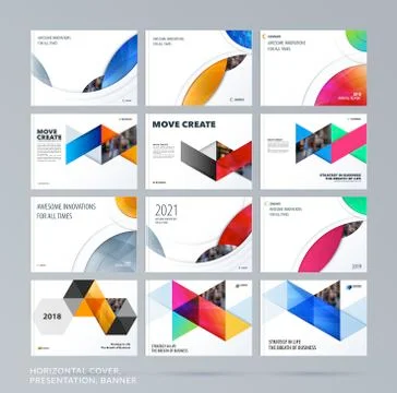 Smooth design presentation template with colourful round shapes. Abstract vector Stock Illustration