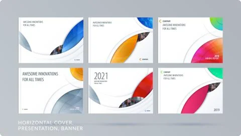 Smooth design presentation template with colourful round shapes. Abstract vector Stock Illustration