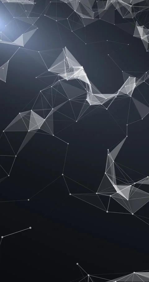 A smooth diagonal passage through a dense plexus web of interconnected white Video stock 345549890